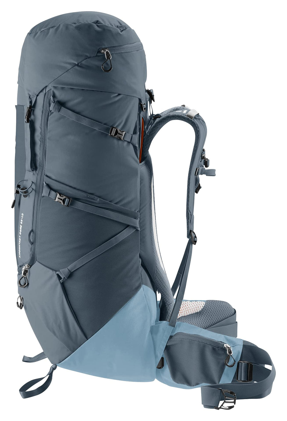 Deuter Aircontact Core 65+10 ink back panel supports balanced carry