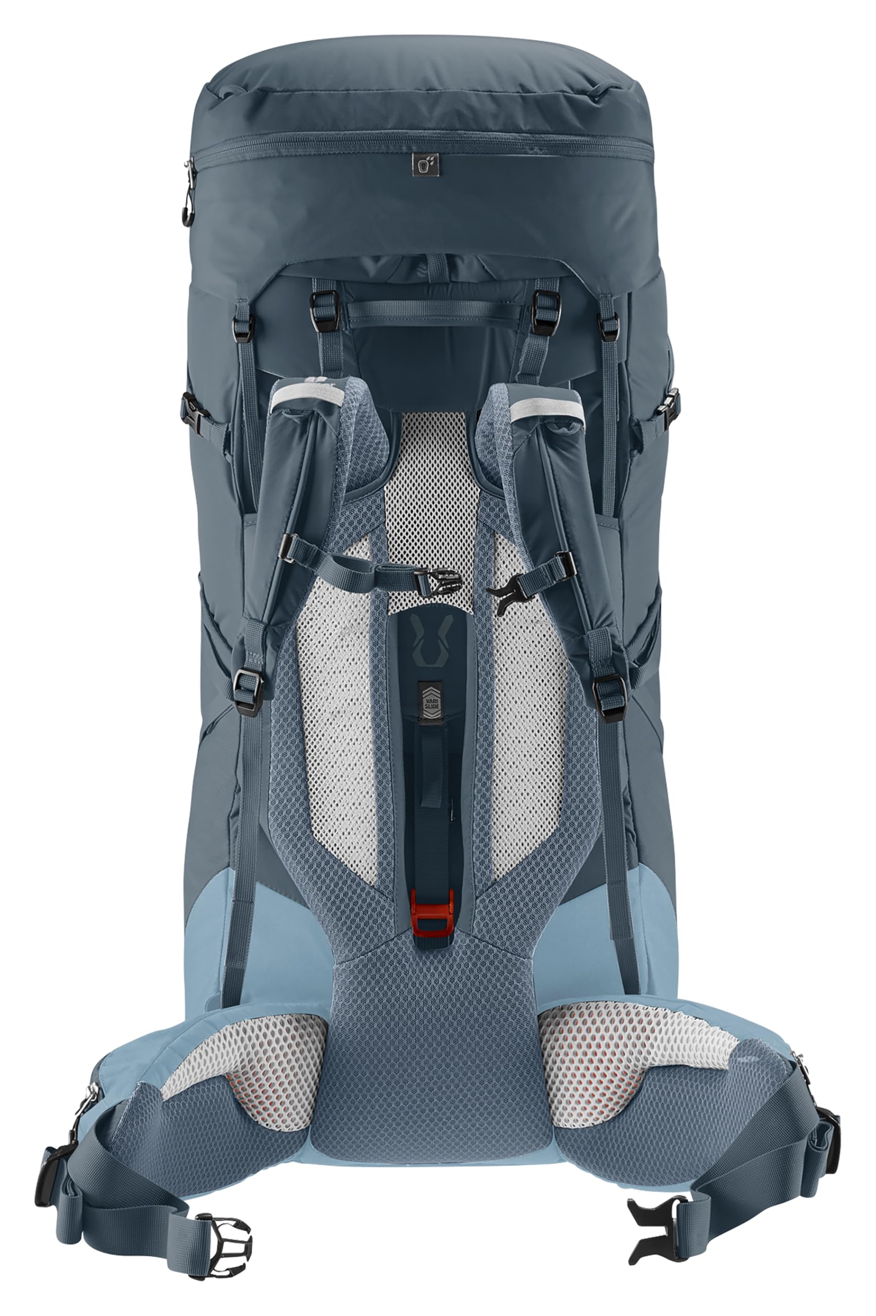 Deuter Aircontact Core 65+10 ink shoulder straps highlight load transfer