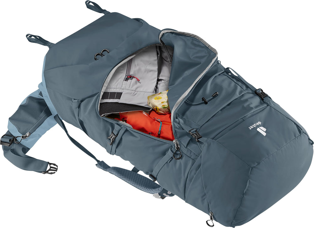 Deuter Aircontact Core 65+10 ink sleeping mat attachment supports modular packing