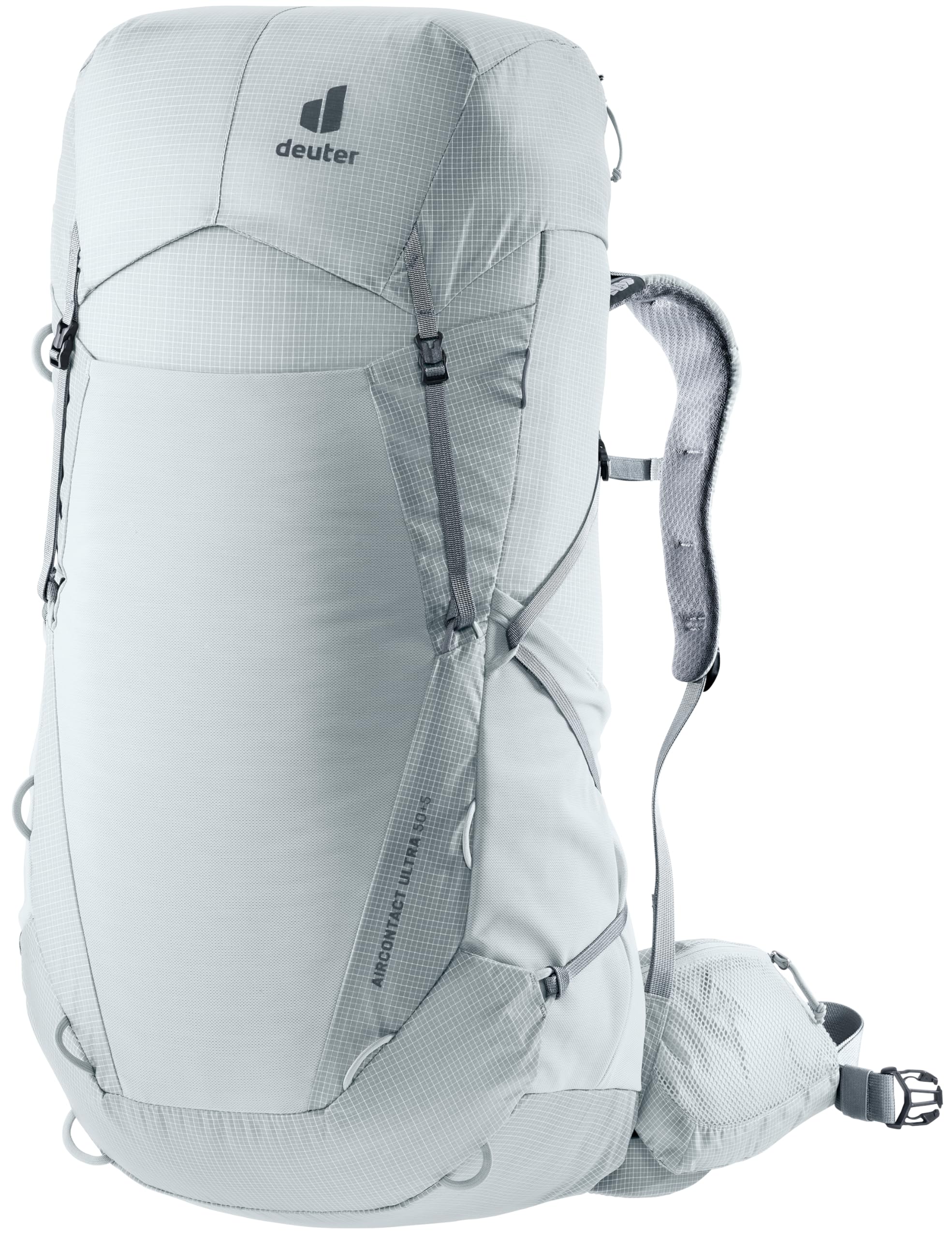 Deuter Aircontact Ultra 50+5 backpack front view for balanced load and stability