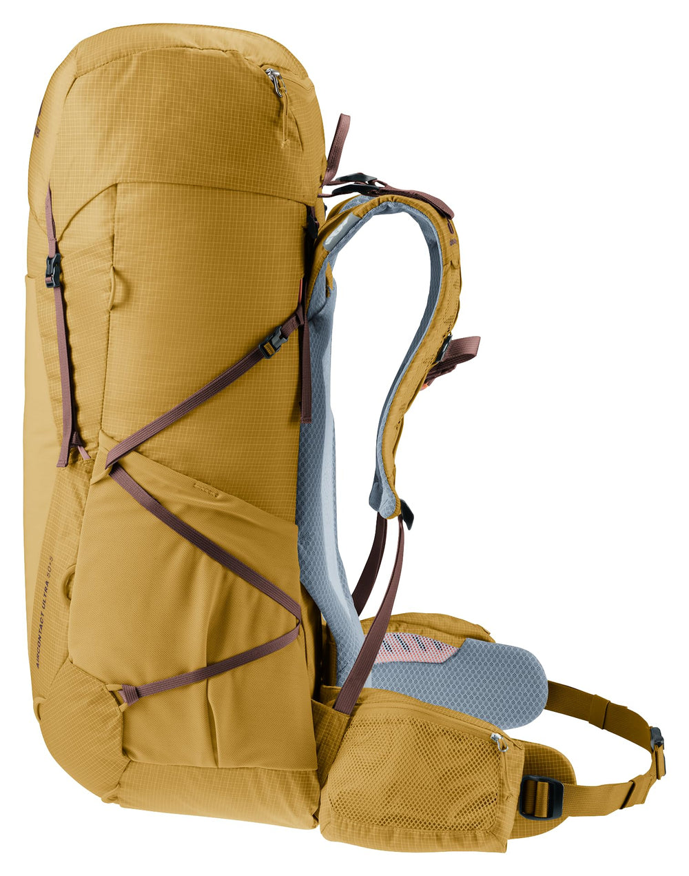 Drinking system compartment keeps hydration gear organized in the Deuter Aircontact Ultra 50-5L.