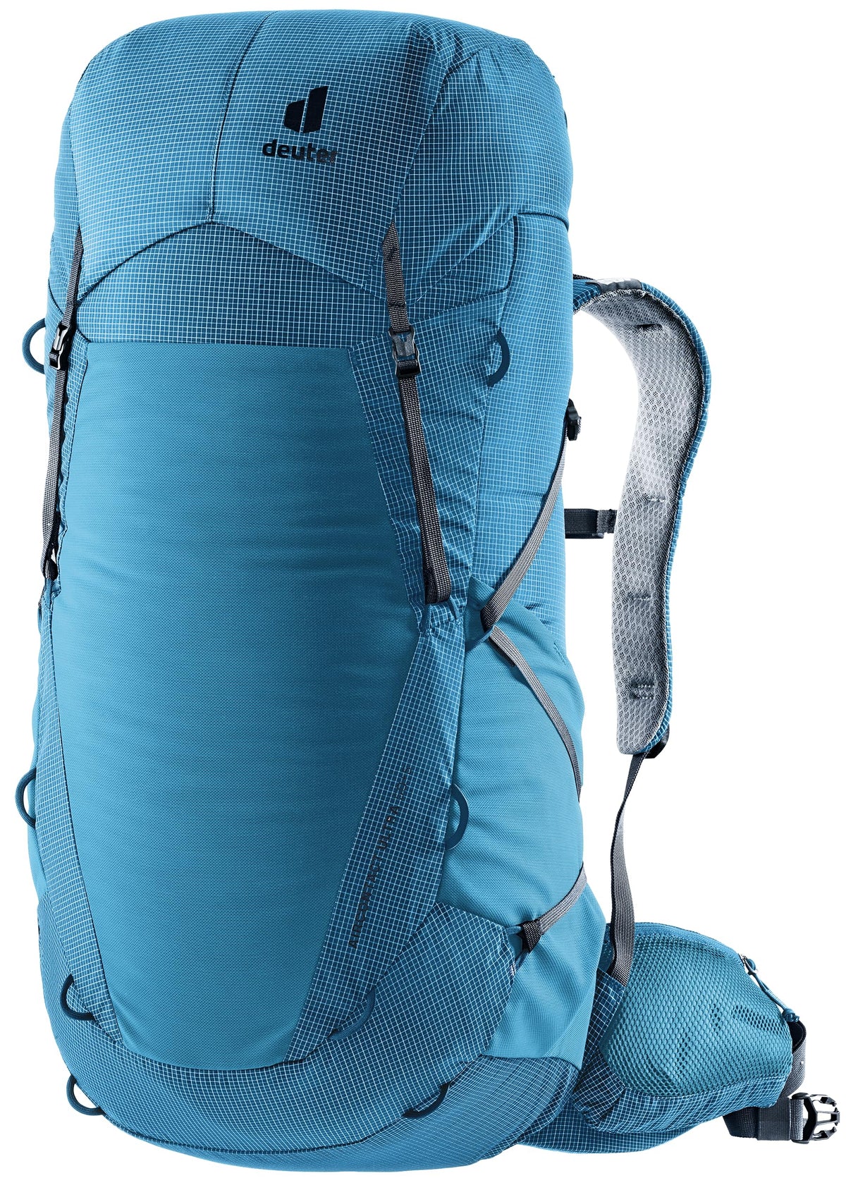 Deuter Aircontact Ultra 50+5L front view showing fit for long hikes.