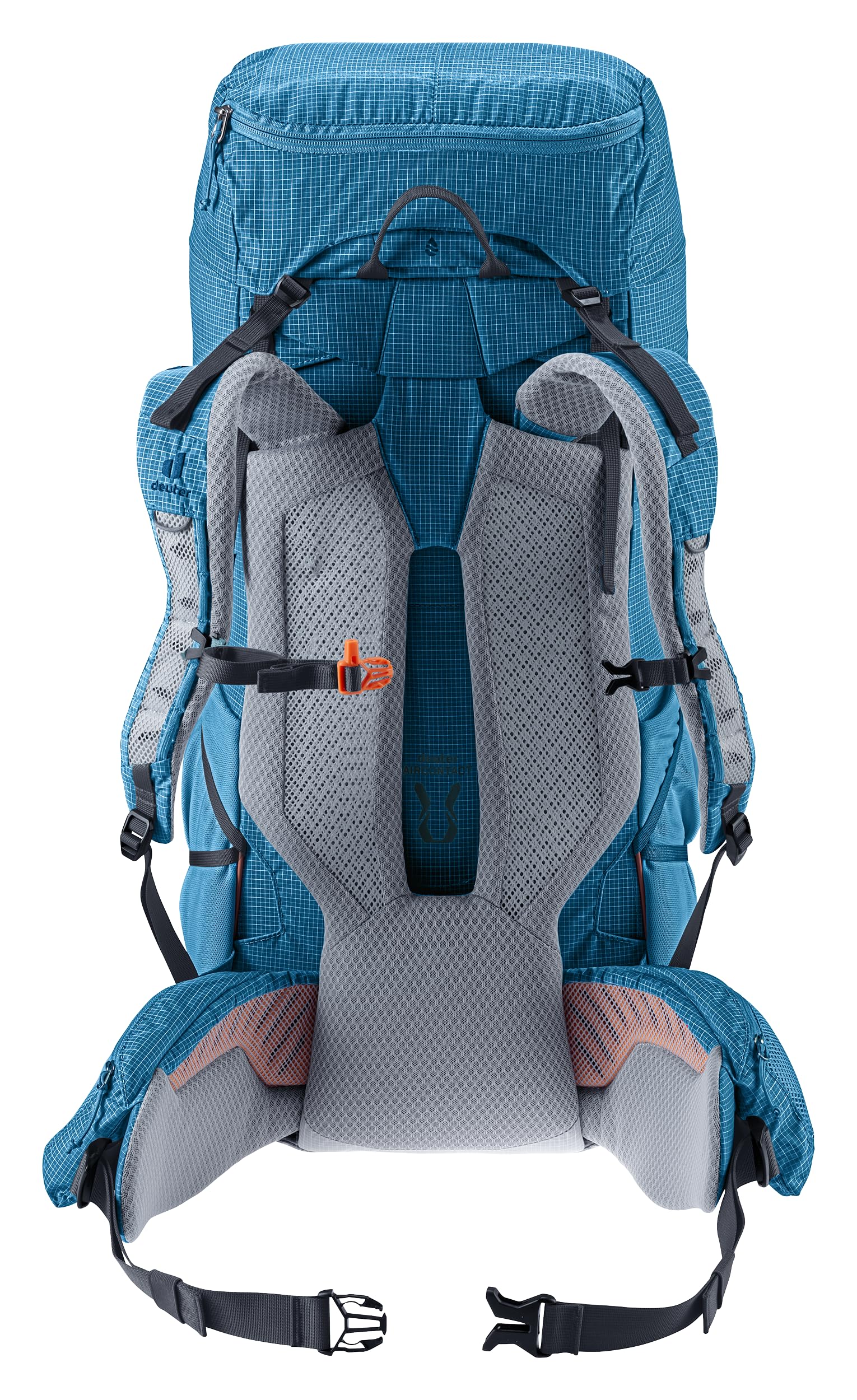 Deuter Aircontact Ultra 50+5L lid compartment for quick access.
