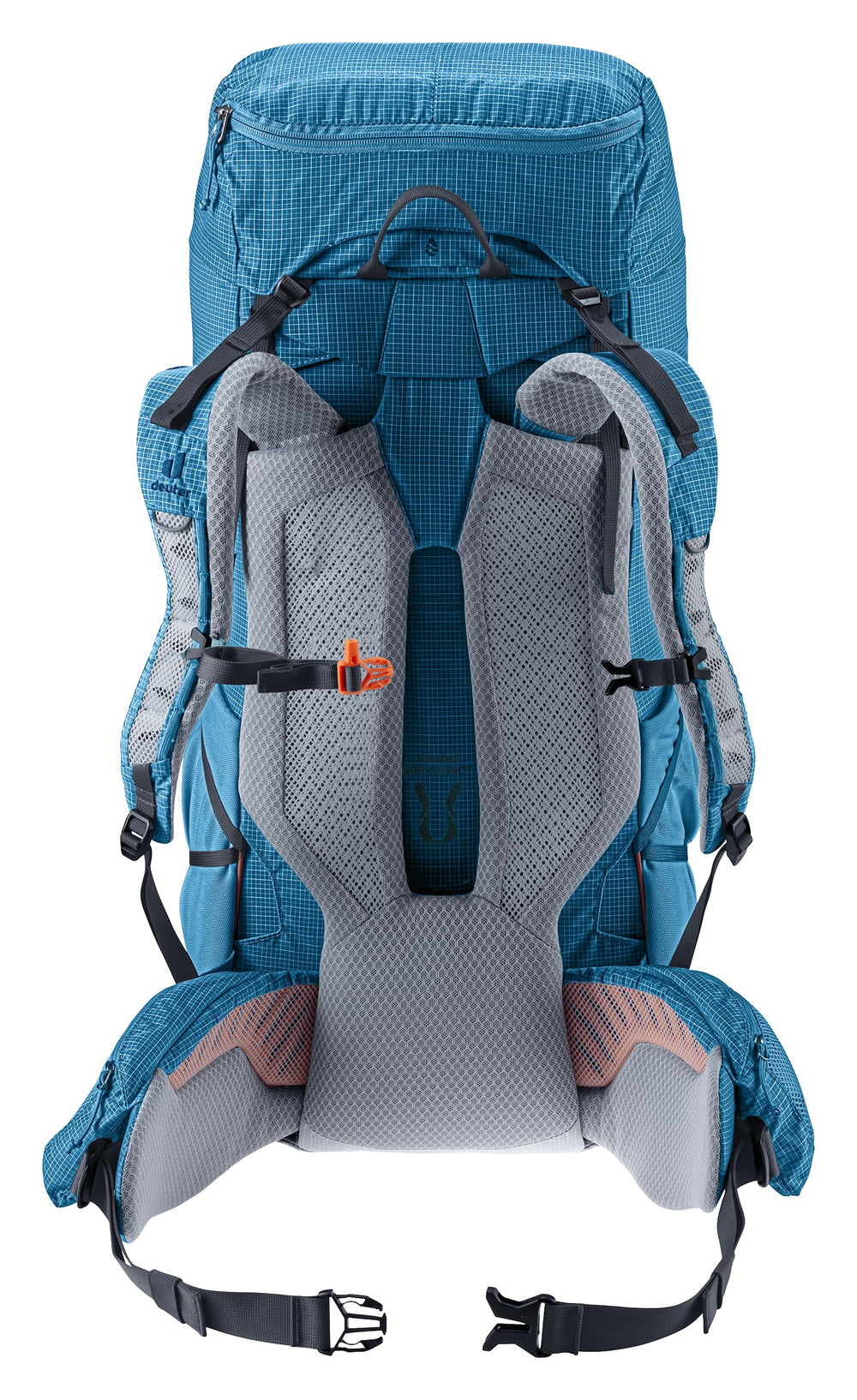 Deuter Aircontact Ultra 50+5L lid compartment for quick access.