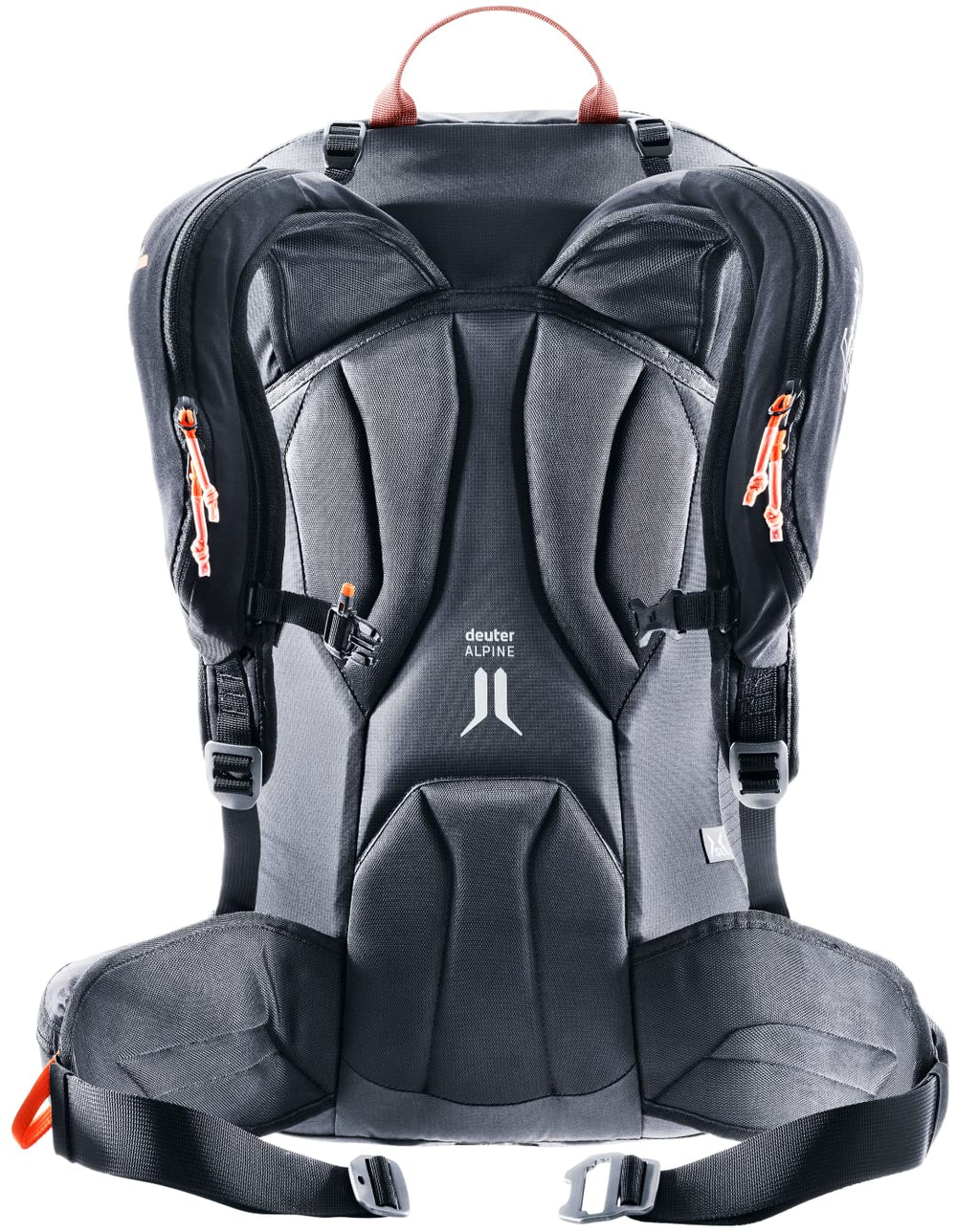 Deuter Alproof 30L SL side view with diagonal ski attachment for secure carrying