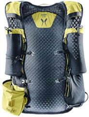Pole holder integrated into shoulder strap for quick access on the move