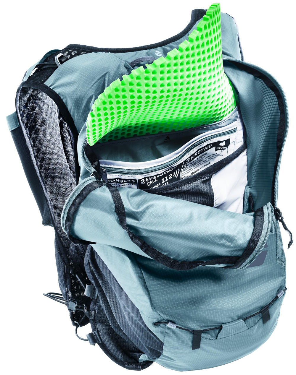 Deuter Ascender 13 side compression strap stabilizes contents during runs