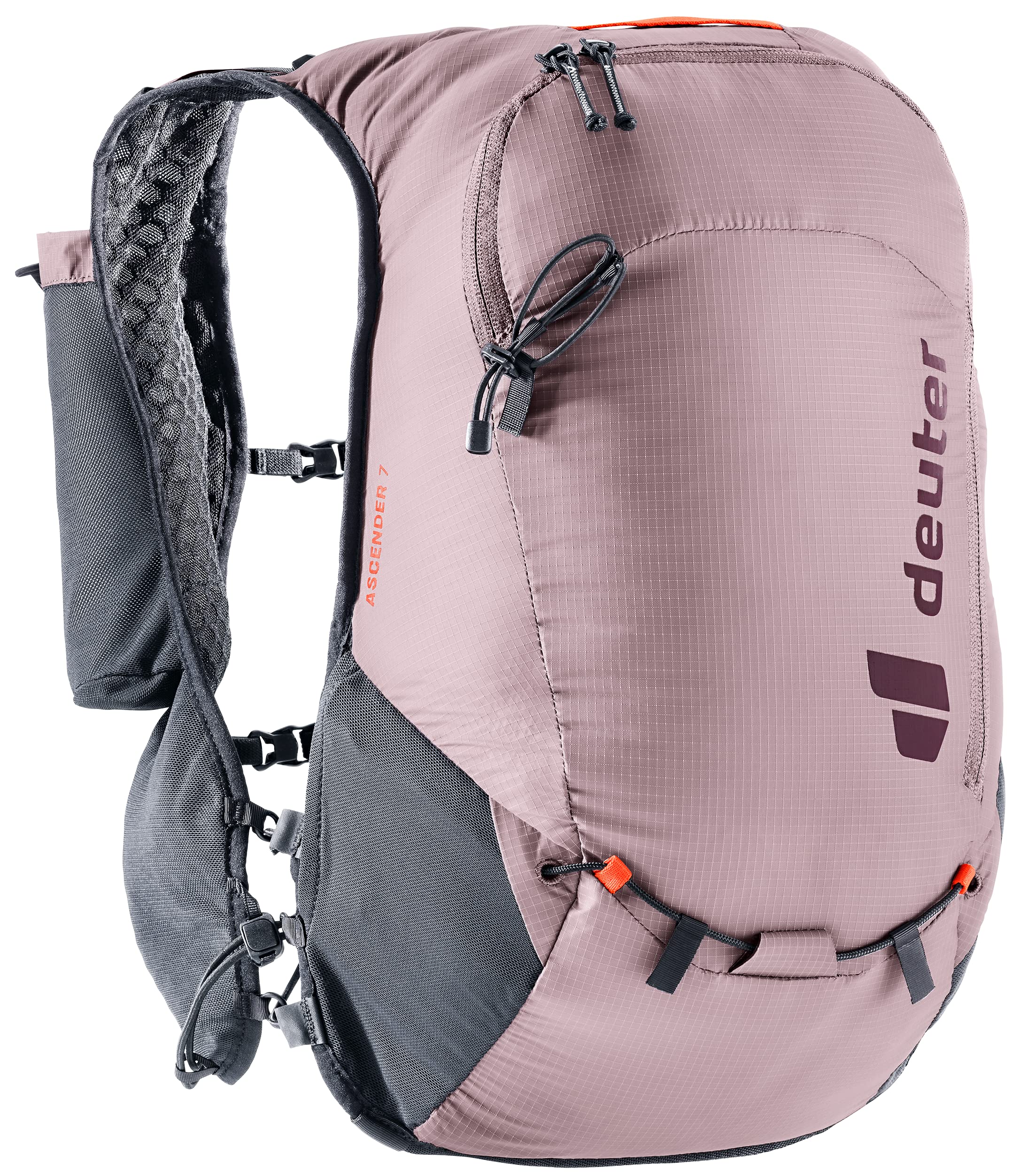 Deuter Ascender 7L grape backpack front view for ultralight trail runs and hikes