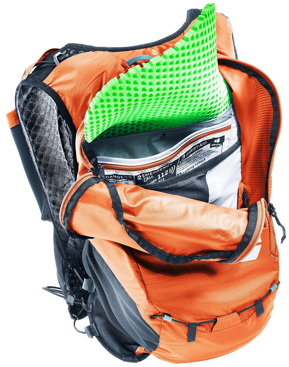 Deuter Ascender 7L stability straps and pole attachments for gear security.