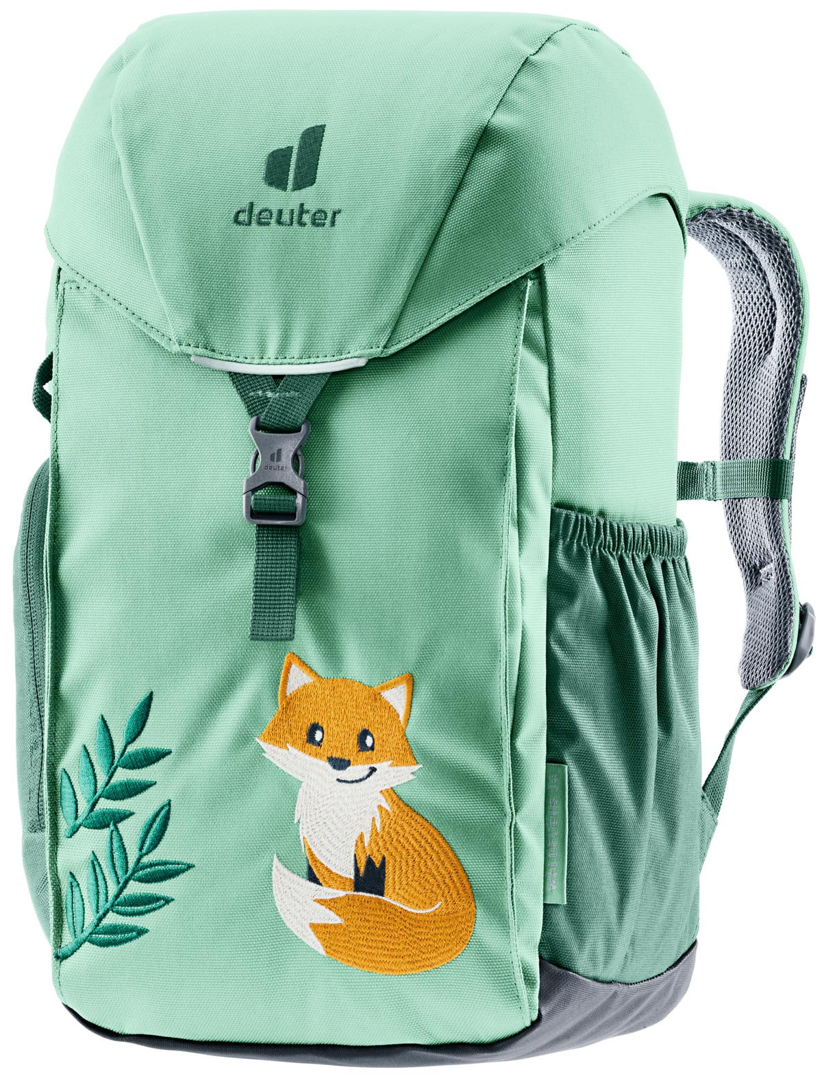 Deuter Forest Fox 14L backpack front view with organized storage for kids' hiking
