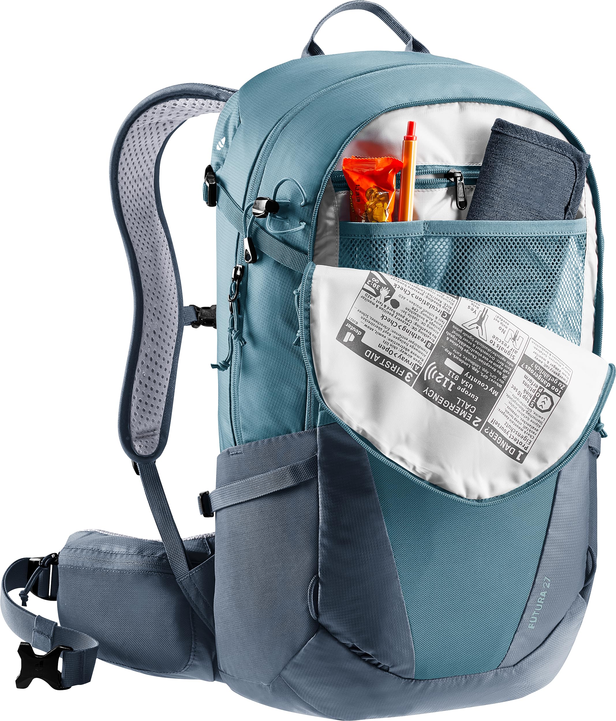 Deuter front pocket dries items quickly and keeps essentials reachable.