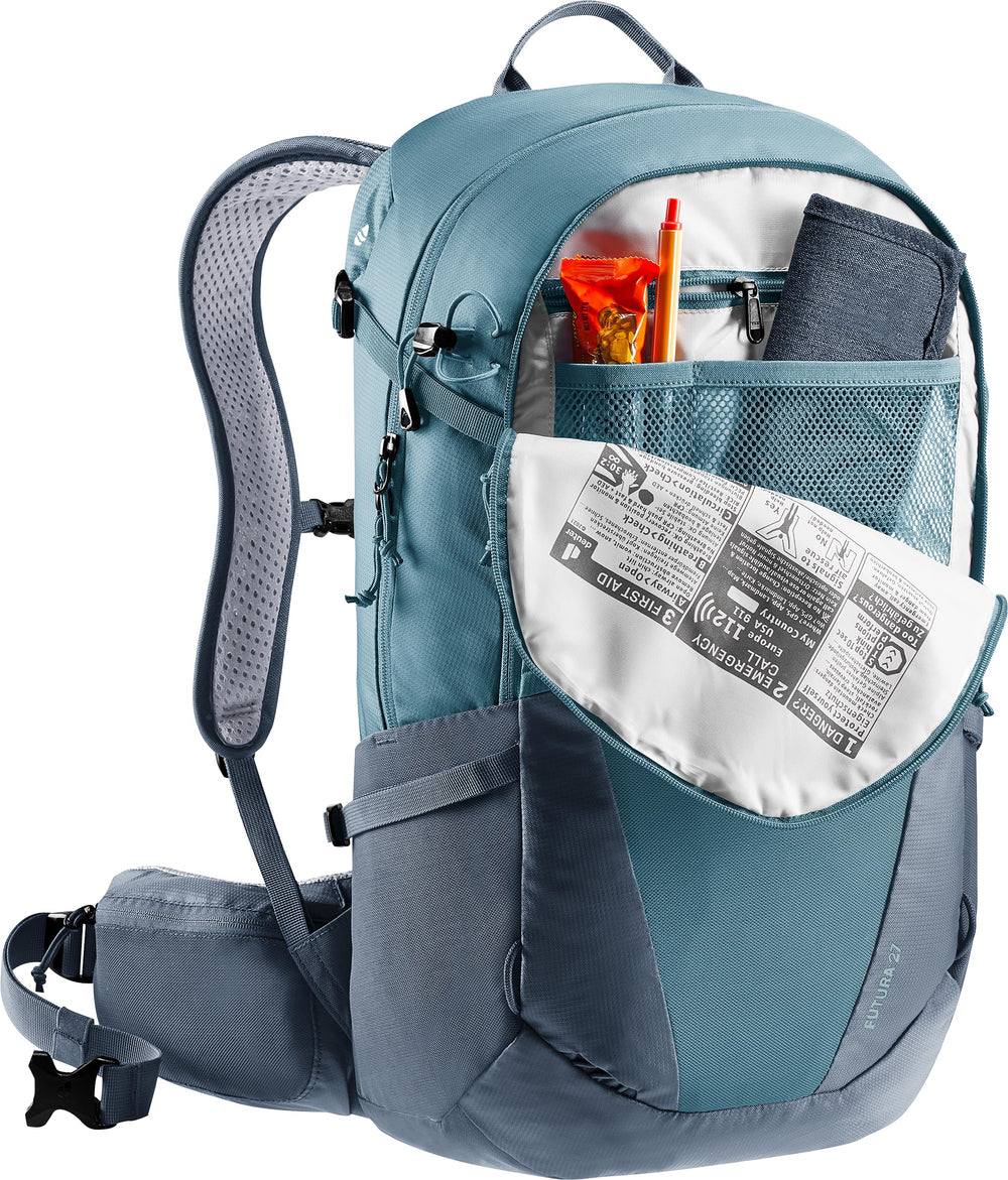 Deuter front pocket dries items quickly and keeps essentials reachable.