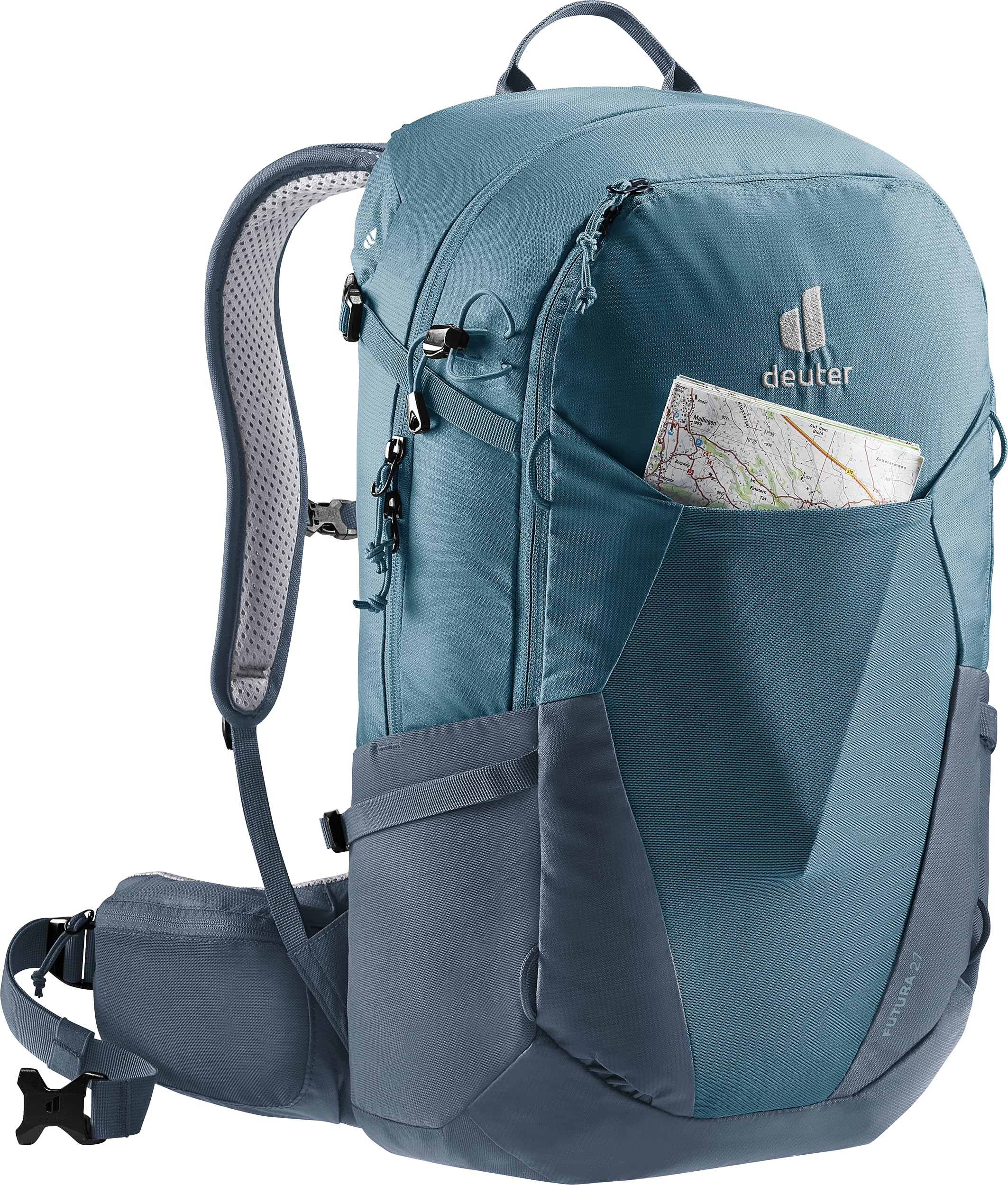 Deuter front pocket with large organiser for quick access to gear.
