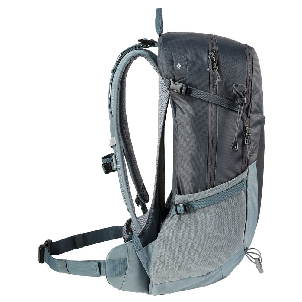 Deuter Futura 23 front-pocket organizer keeps essentials accessible during a hike.
