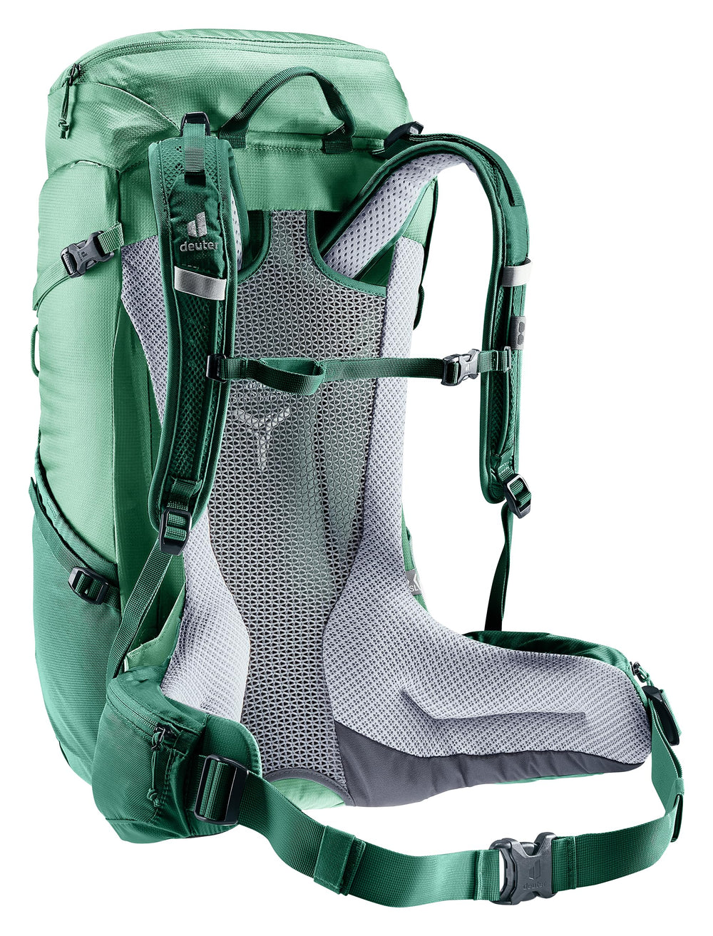 Deuter Futura 24 SL padded hip fins offer organized zip pockets.