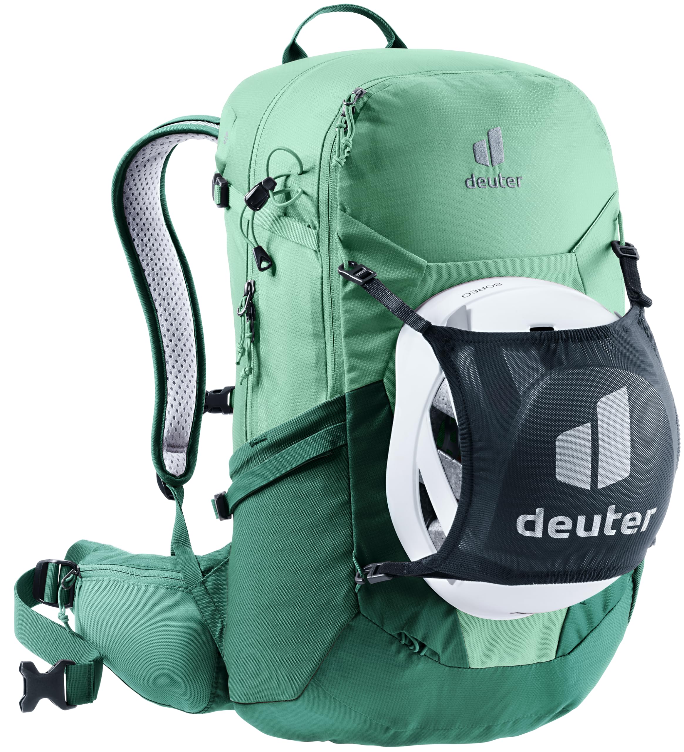 Elastic front pocket dries damp clothing while you move.