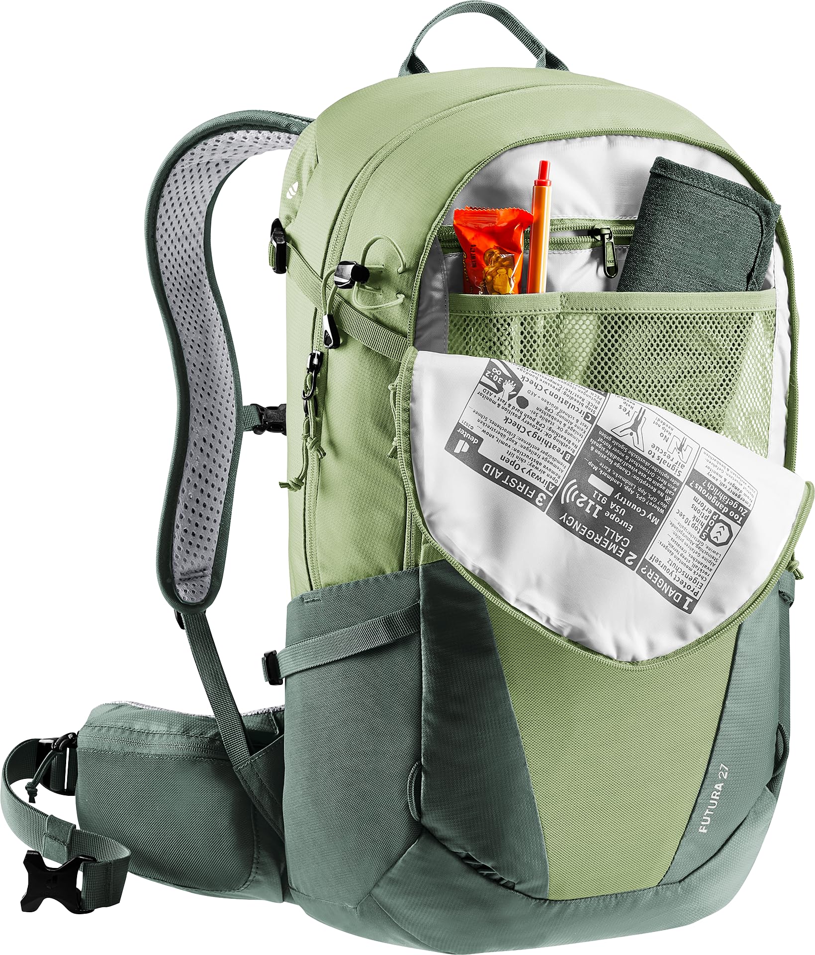 Deuter Futura 27 exterior gear pockets enable organized quick-access items