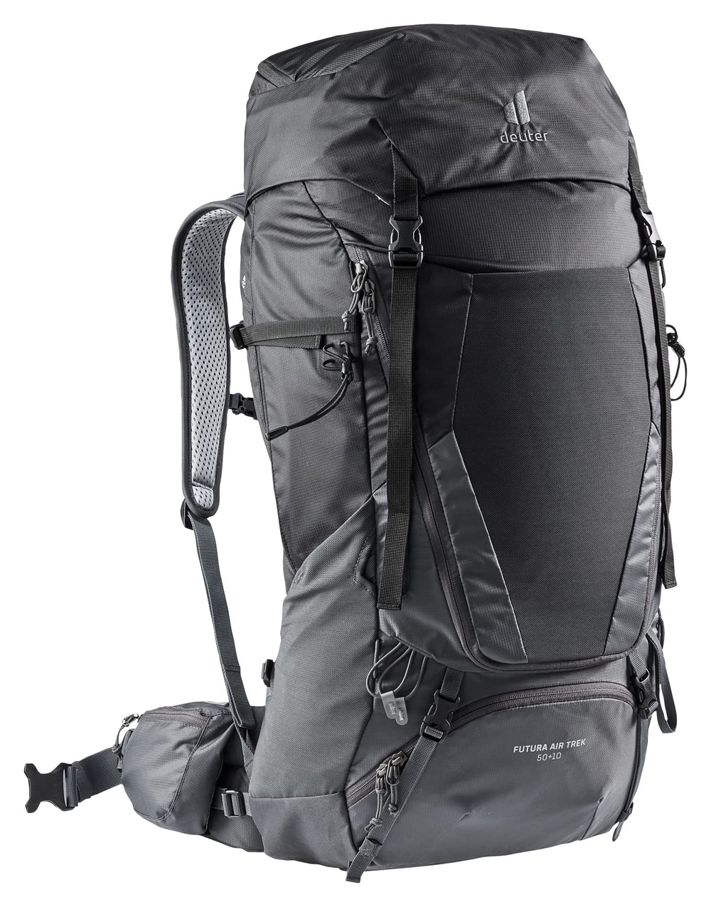 Deuter Futura Air Trek 50-10l front view showing accessible pockets for gear