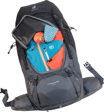 Side stretch pockets on Deuter Futura Air Trek 50-10l keep bottles handy