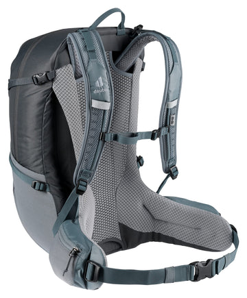 Deuter Futura 27 back view showcases Aircomfort back system for cooler, extended wear.