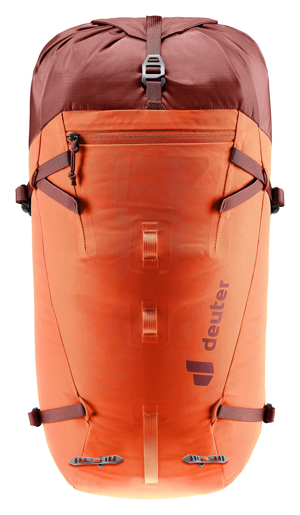 Deuter Guide 28L SL lid fast-access pocket for essentials during climbs.