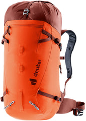 Deuter Guide 28L SL backpack with lid helmet holder for secure climbing.