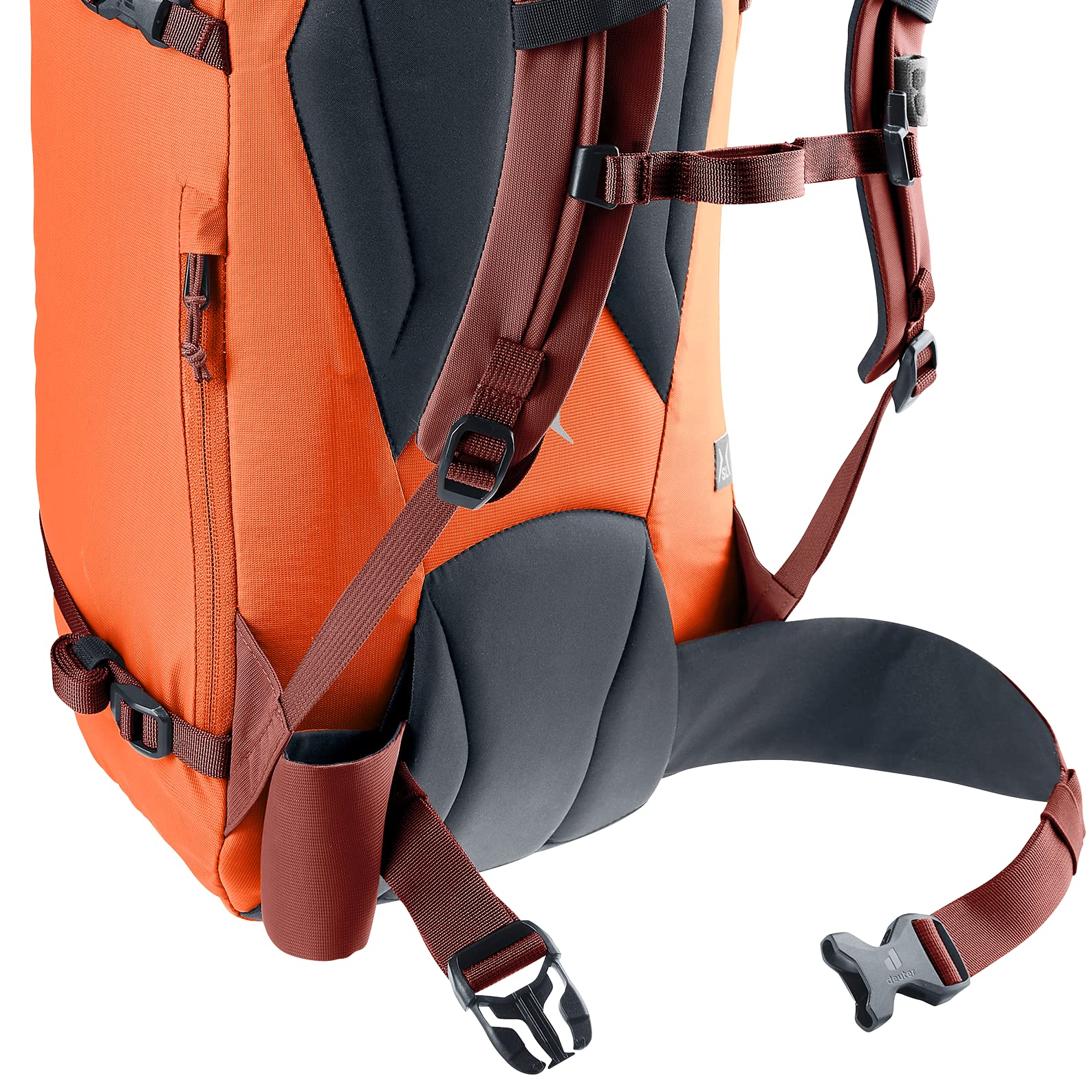 Deuter Guide 28L SL side compression straps stabilize load during movement.
