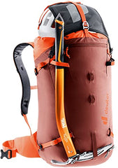 Deuter Guide 30L helmet holder in lid keeps helmet accessible mid-climb.