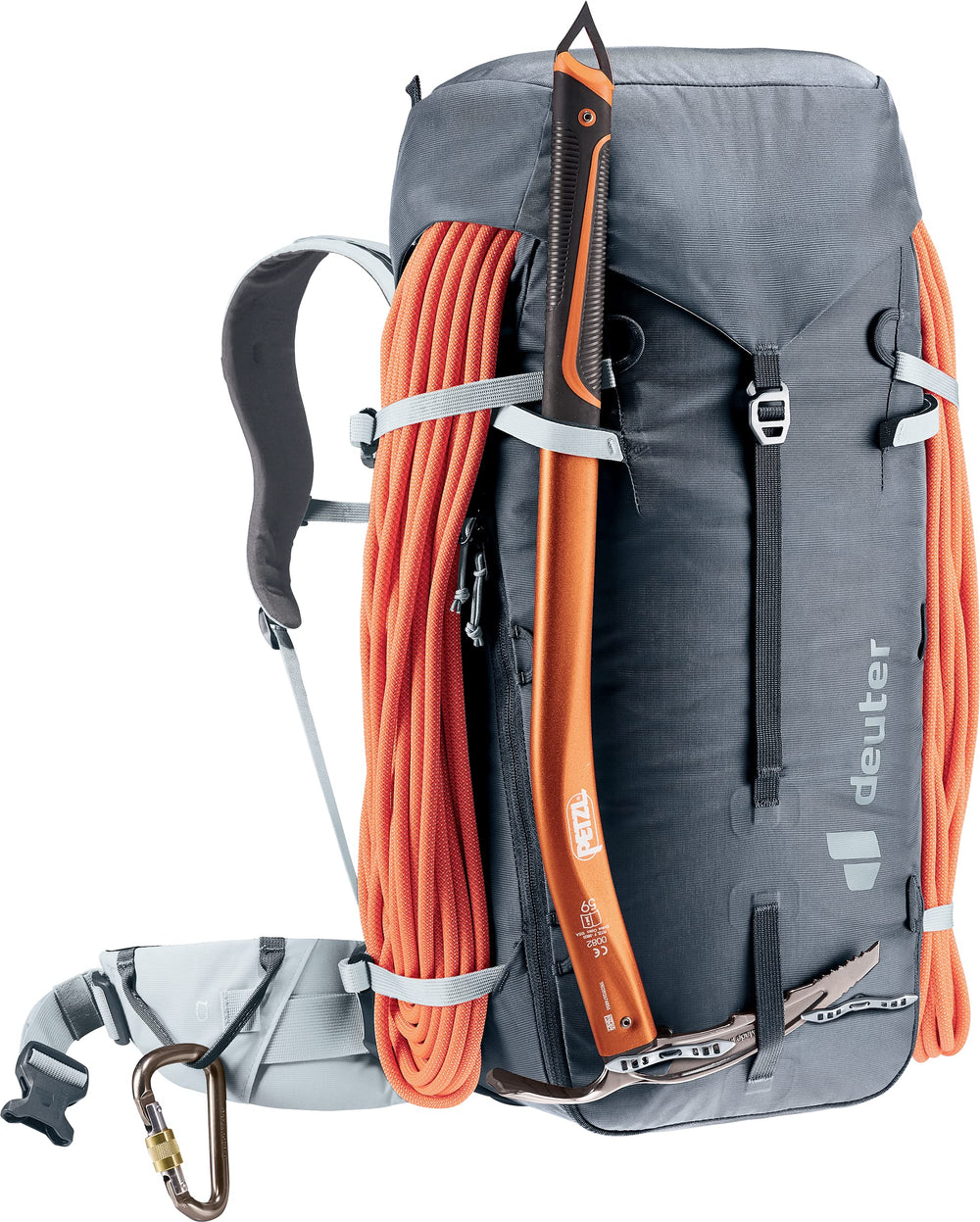 Deuter Guide 34+8L skis/ice-axe carrying options demonstrated