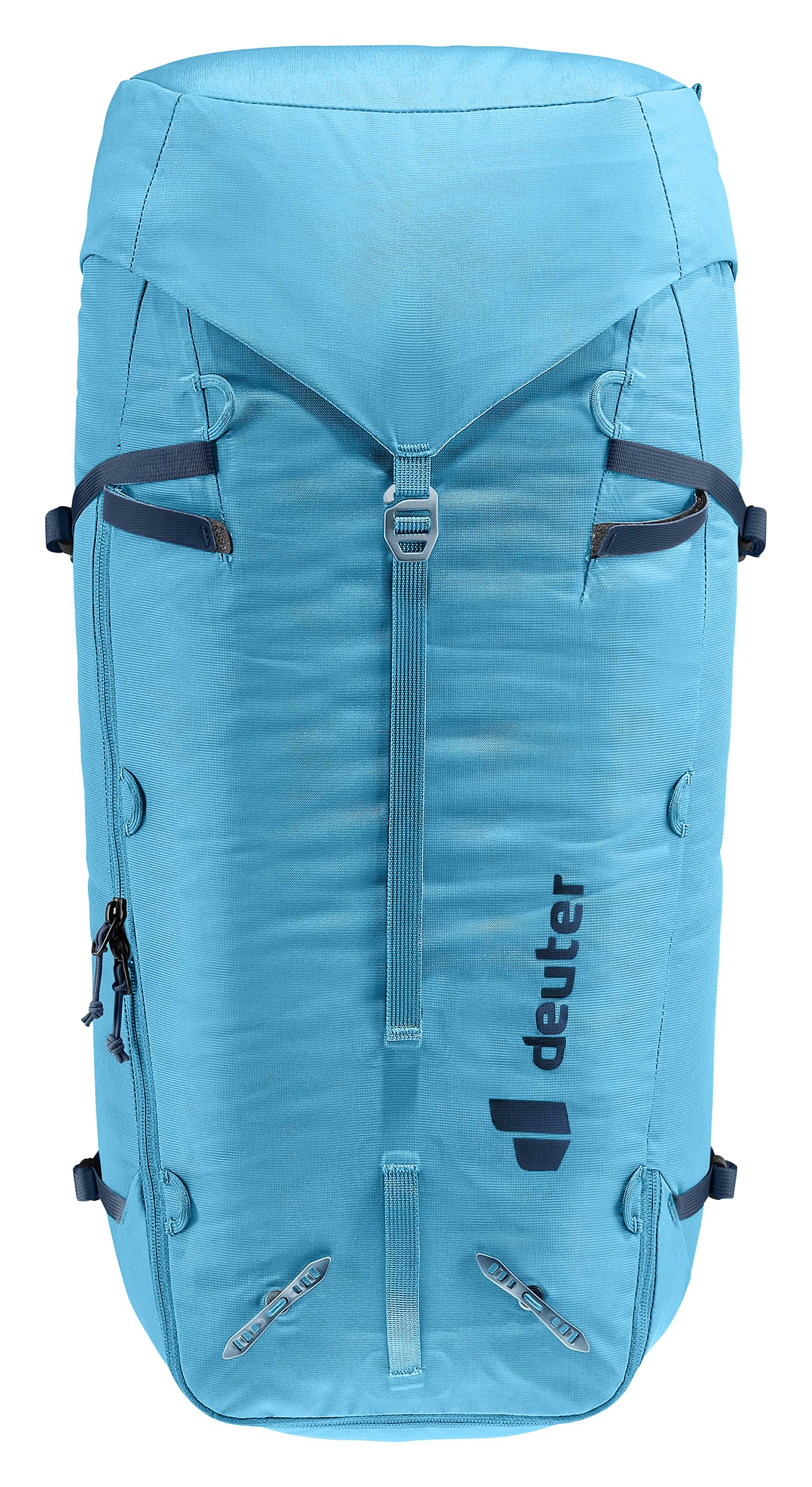 Deuter Guide 44+8 helmet holder keeps safety gear within reach.