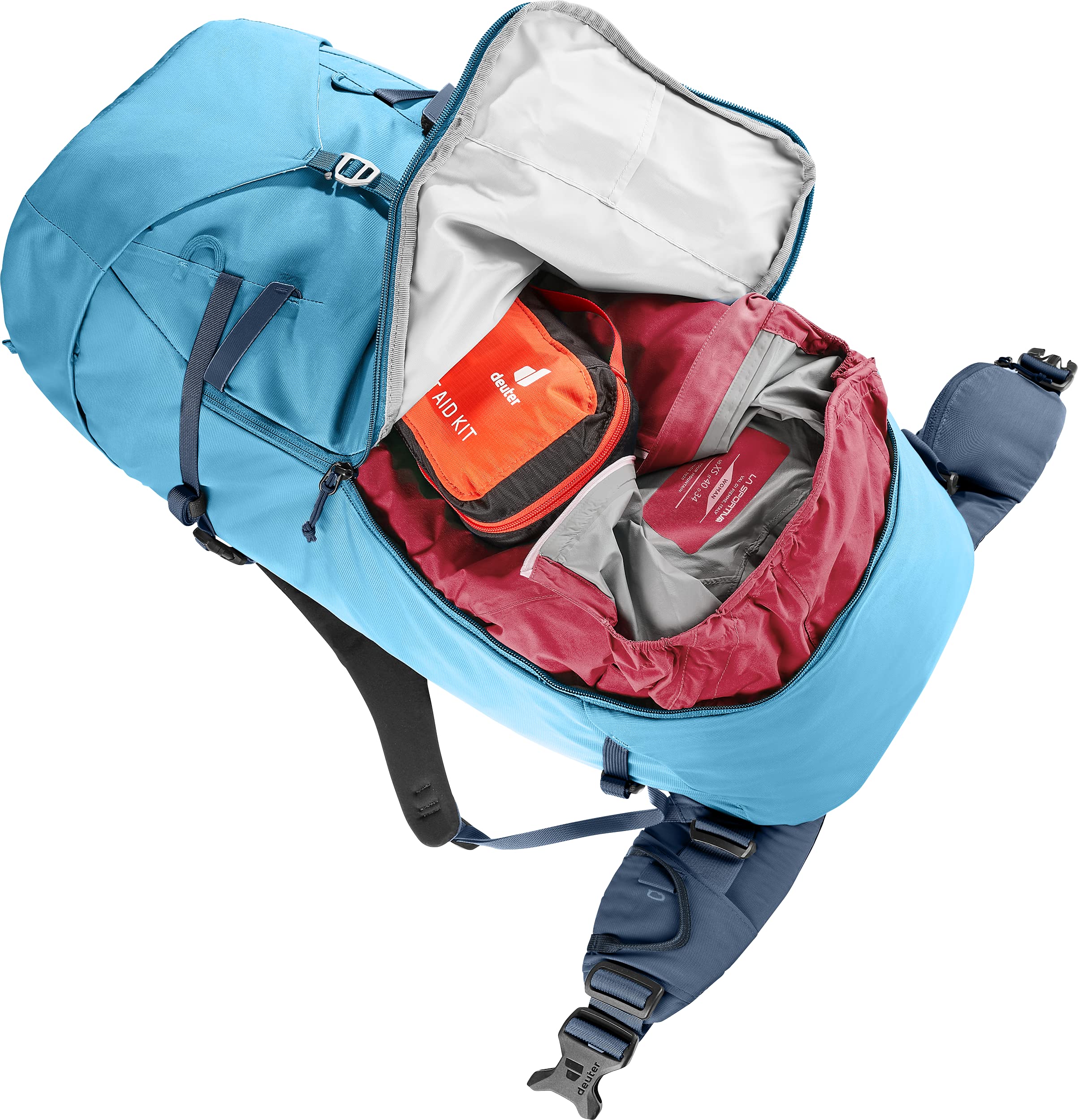 Deuter Guide 44+8 separate bottom compartment for muddy or damp gear.
