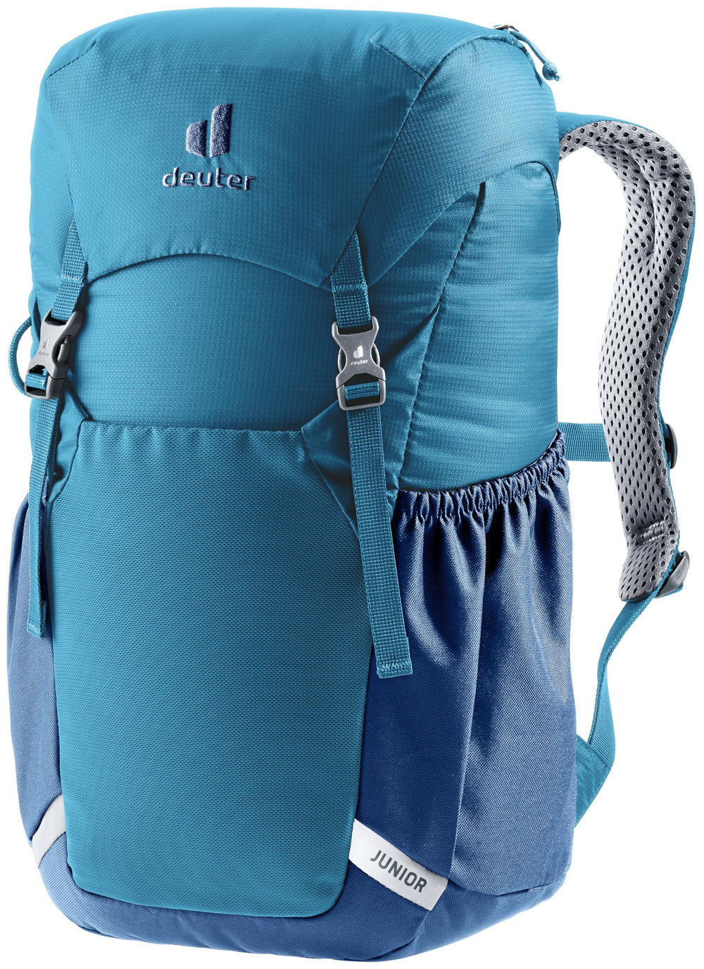 Deuter Junior backpack front view showing compact alpine design for kid carrying comfort