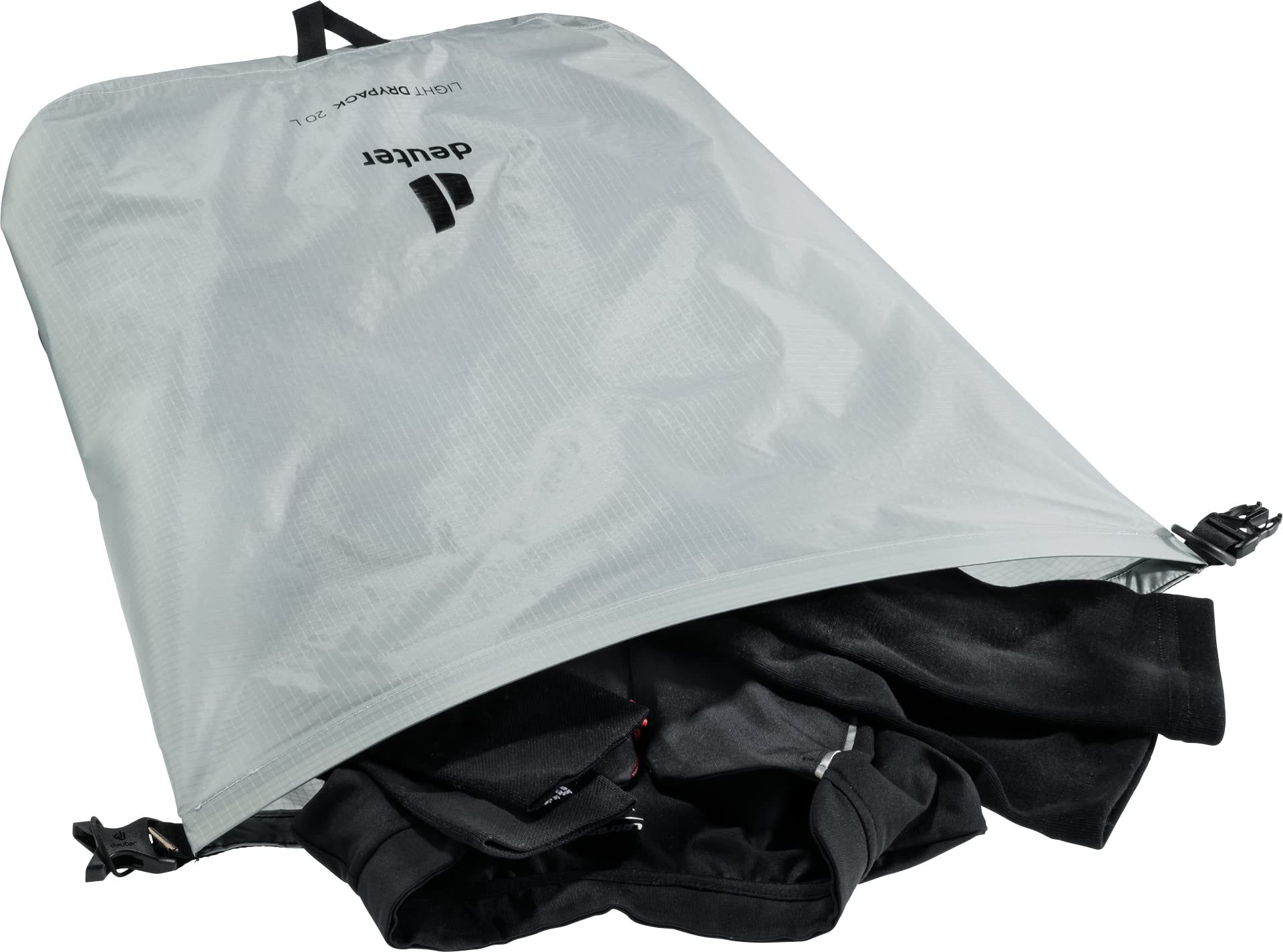 Deuter Light Drypack 20 welded seams protect contents from rain and dust.
