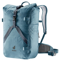 Deuter Minimalistic Atlantic 25+5 L roll-top close-up, weather protection for daily essentials.