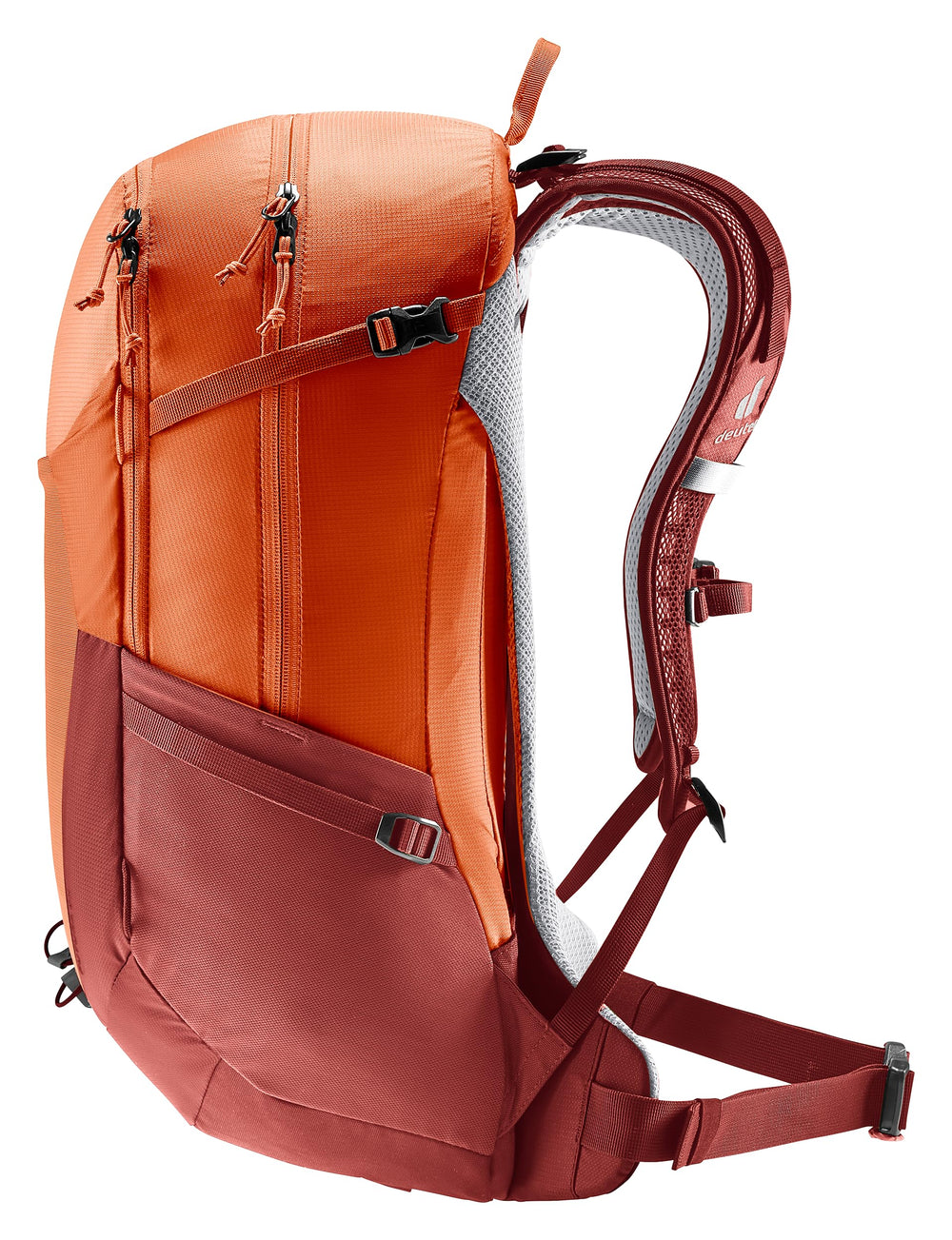 Deuter Minimalistic elastic spring steel frame provides stable support.