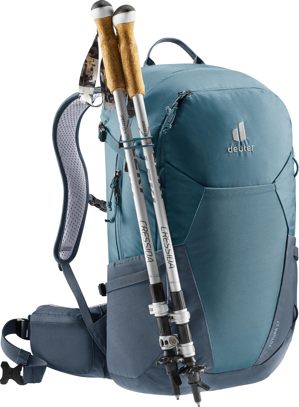 Deuter movable shoulder straps adjust for a secure, comfortable fit.