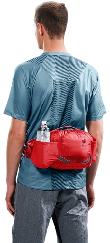 Deuter Pulse 5 hip bag hydration compatibility pocket in use during a ride.