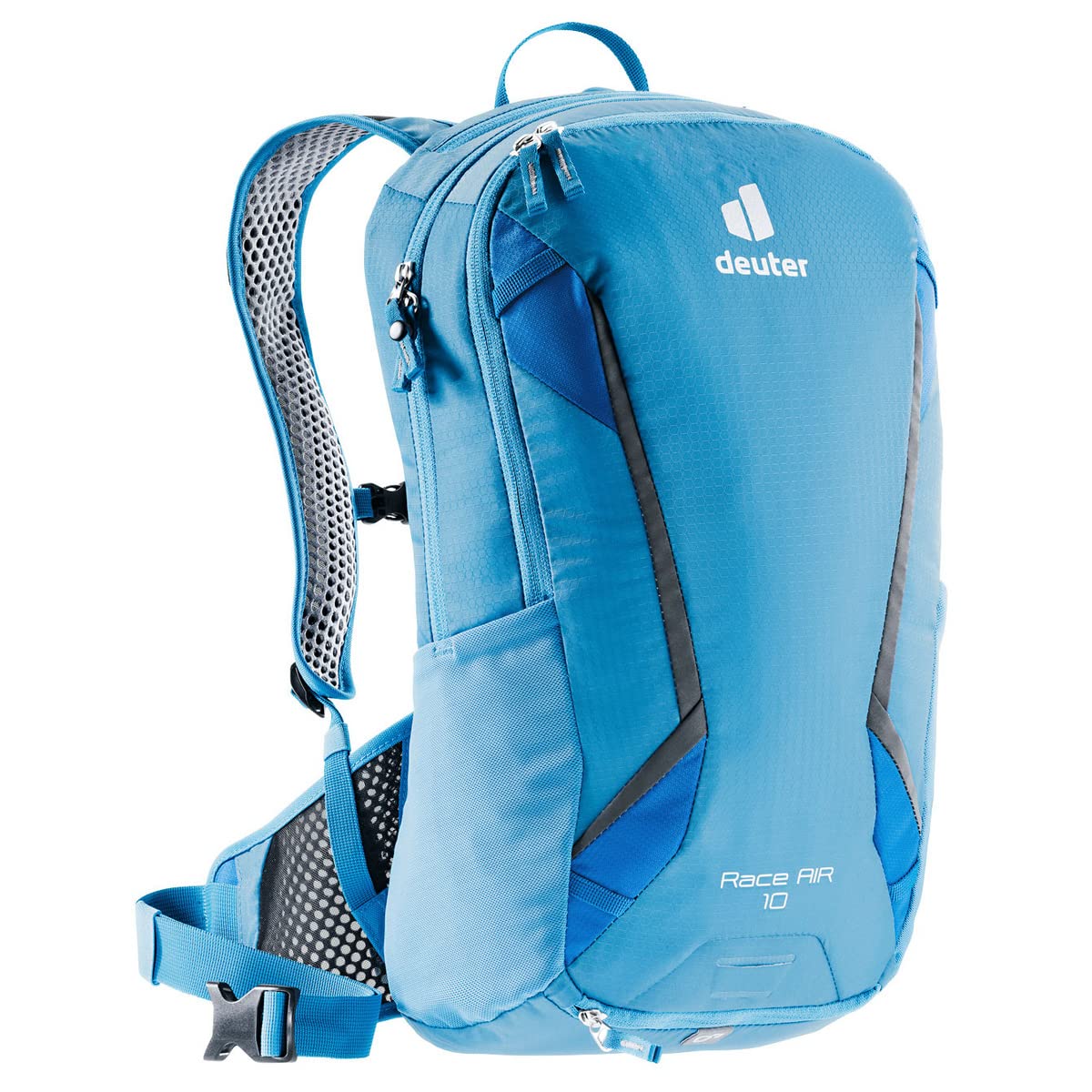 Deuter Race Air 10L azure-lapis front view highlighting lightweight fit and ventilation
