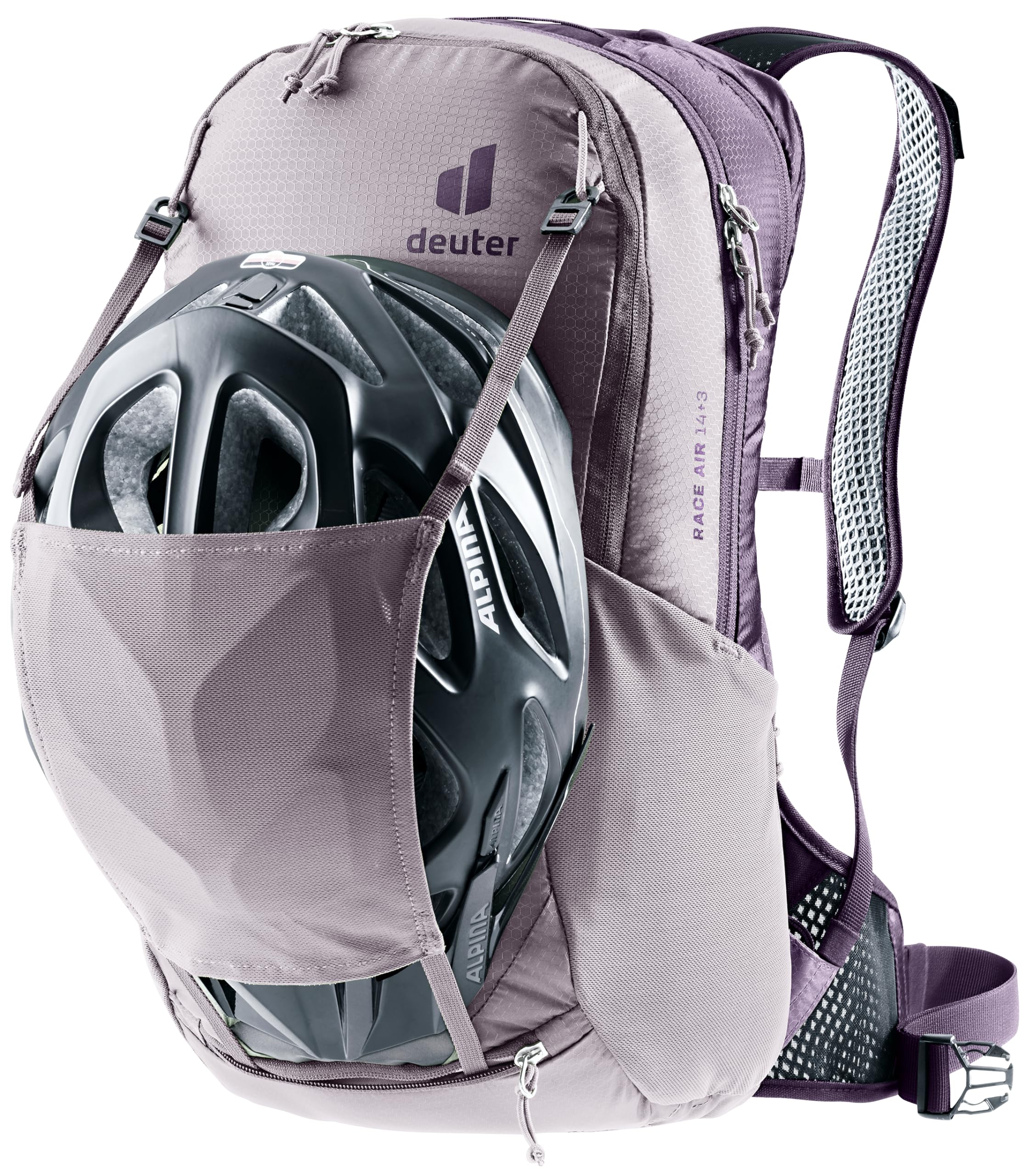 Side pockets and bottle holders on Deuter Race Air 14+3 for accessibility.