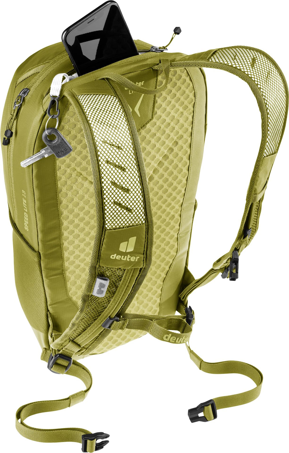 Deuter Speed Lite 13L adjustable sternum strap keeps the load balanced.