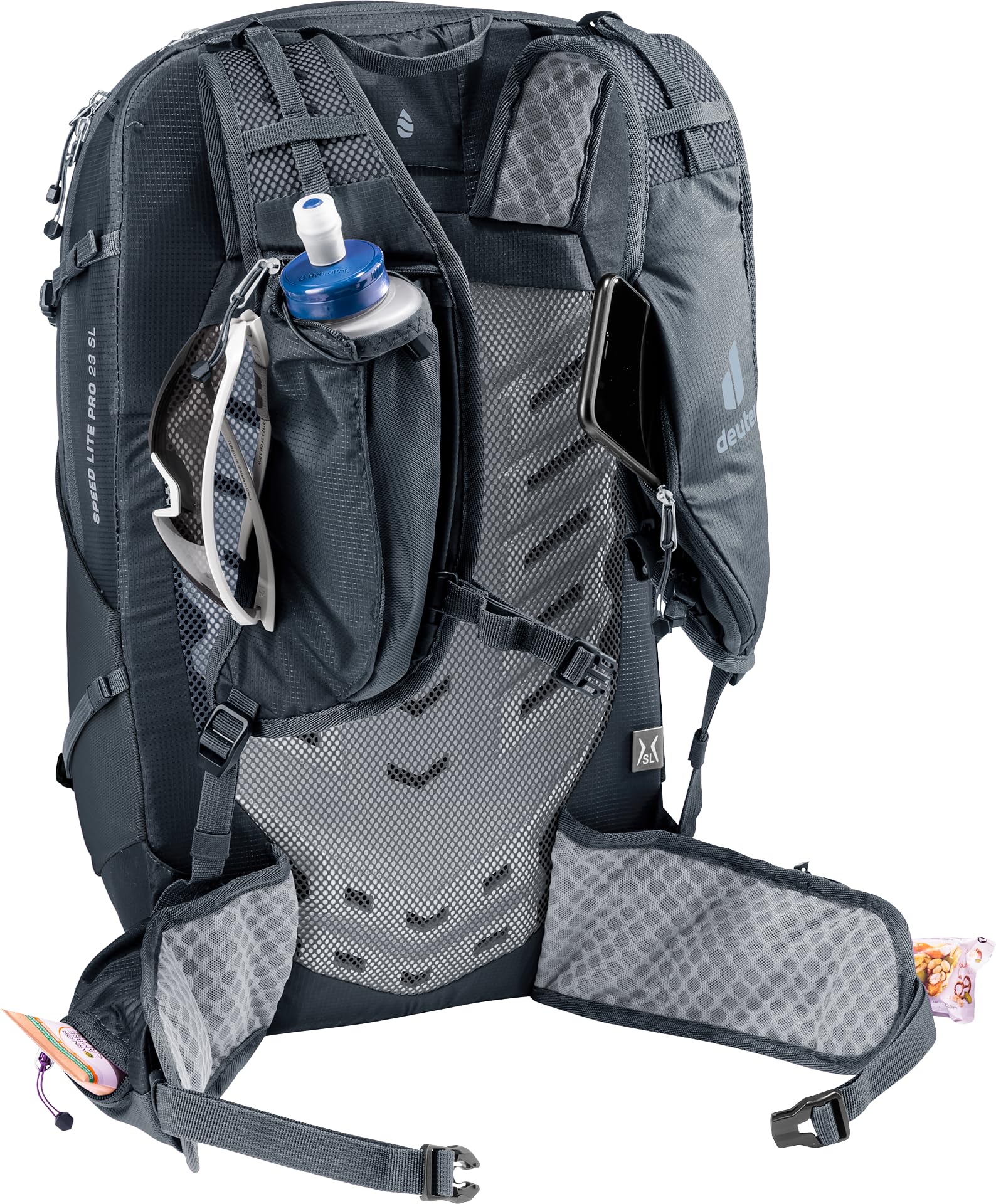 Deuter Speed Lite 23L SL glasses stow system on strap