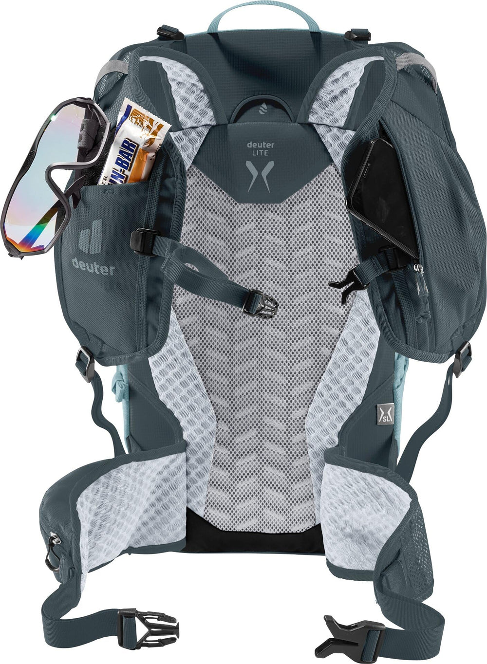 Deuter Speed Lite 23L SL ergonomic shoulder straps with pockets for convenient on-the-go storage.