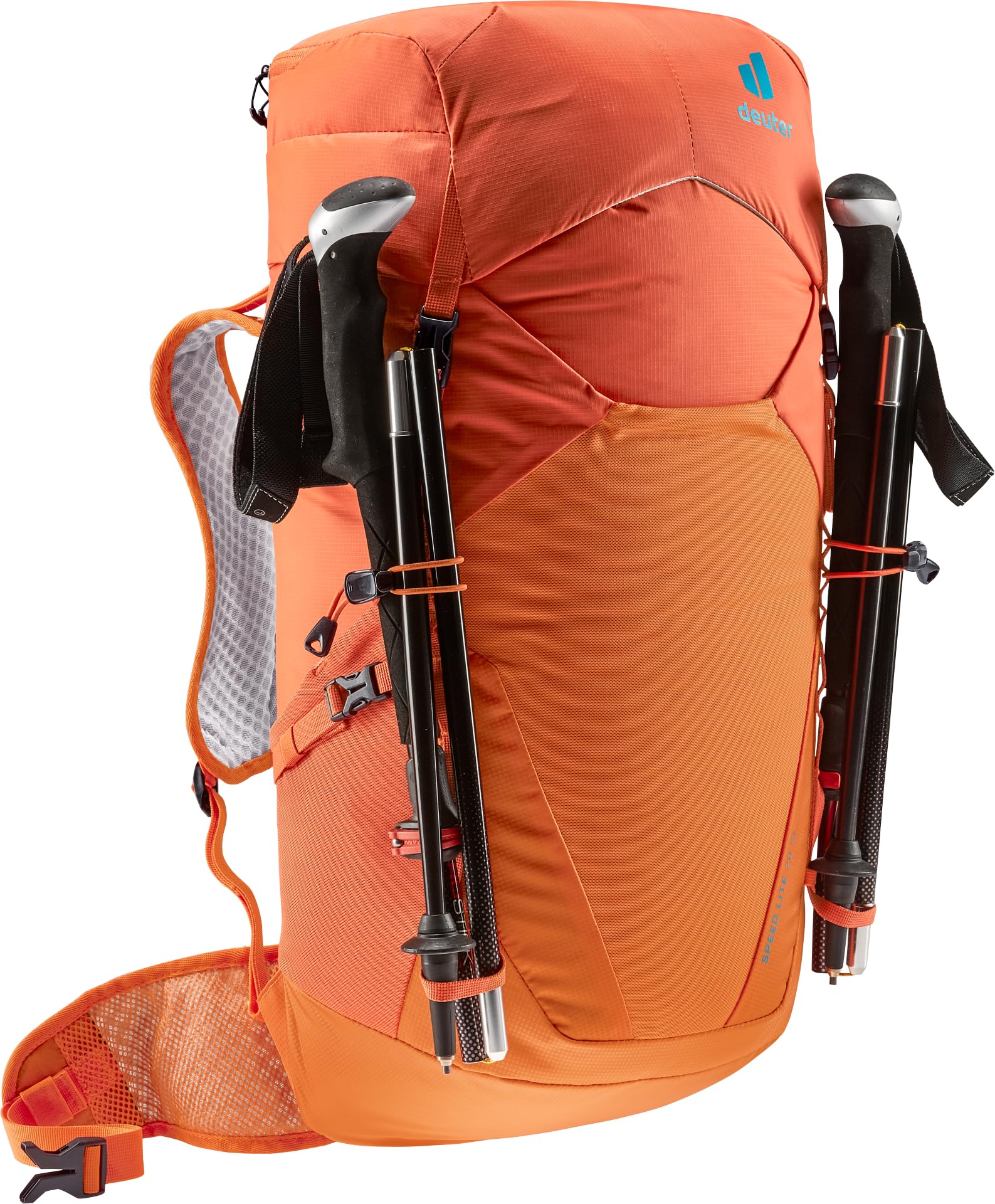 Deuter Speed Lite 28 SL hydration attachment supports modular water system.