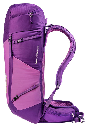 Deuter Speed Lite 28L SL backpack breathable hip fins for all-day comfort.