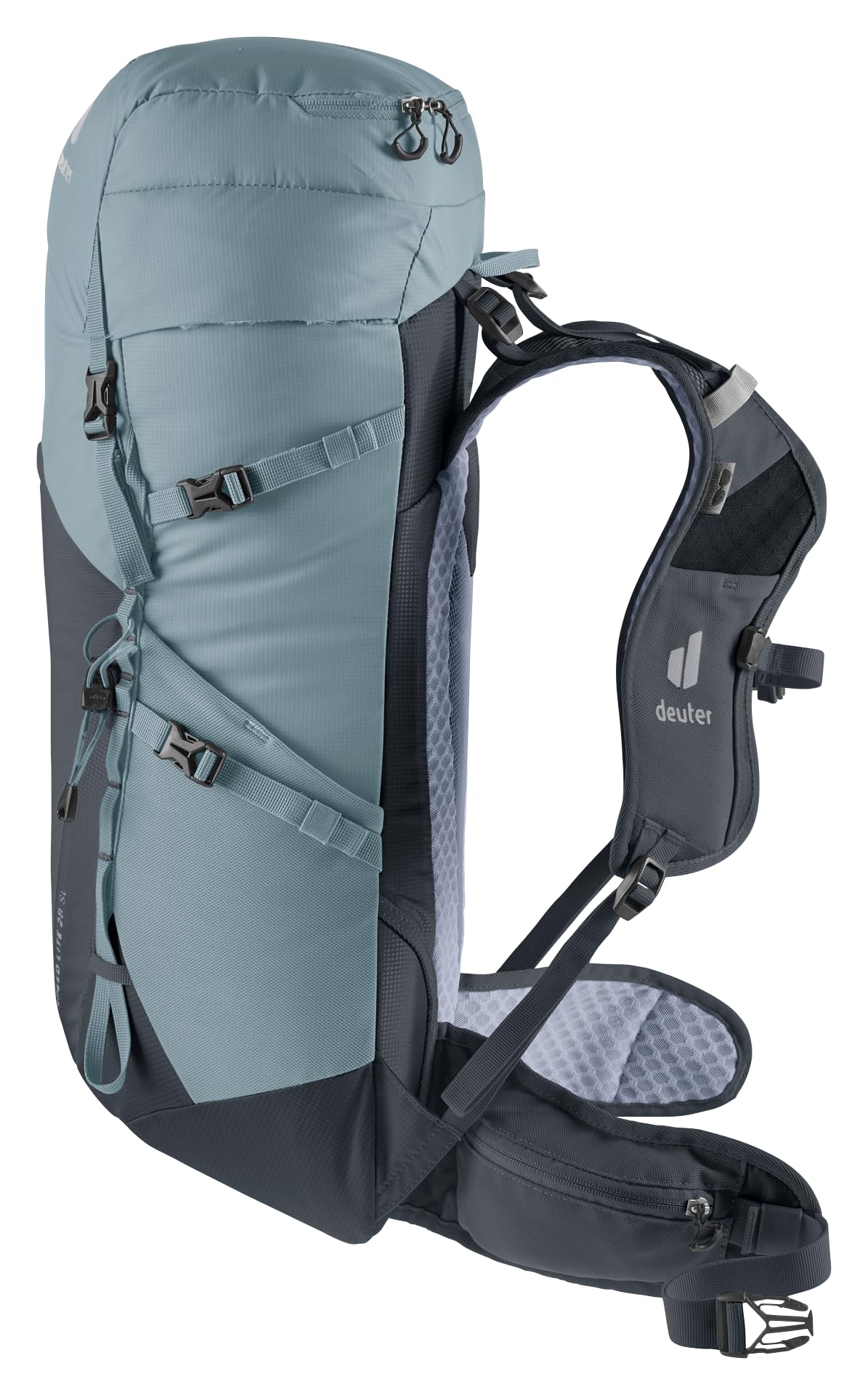 Deuter Speed Lite 28L SL back system keeps loads stable on ascent.