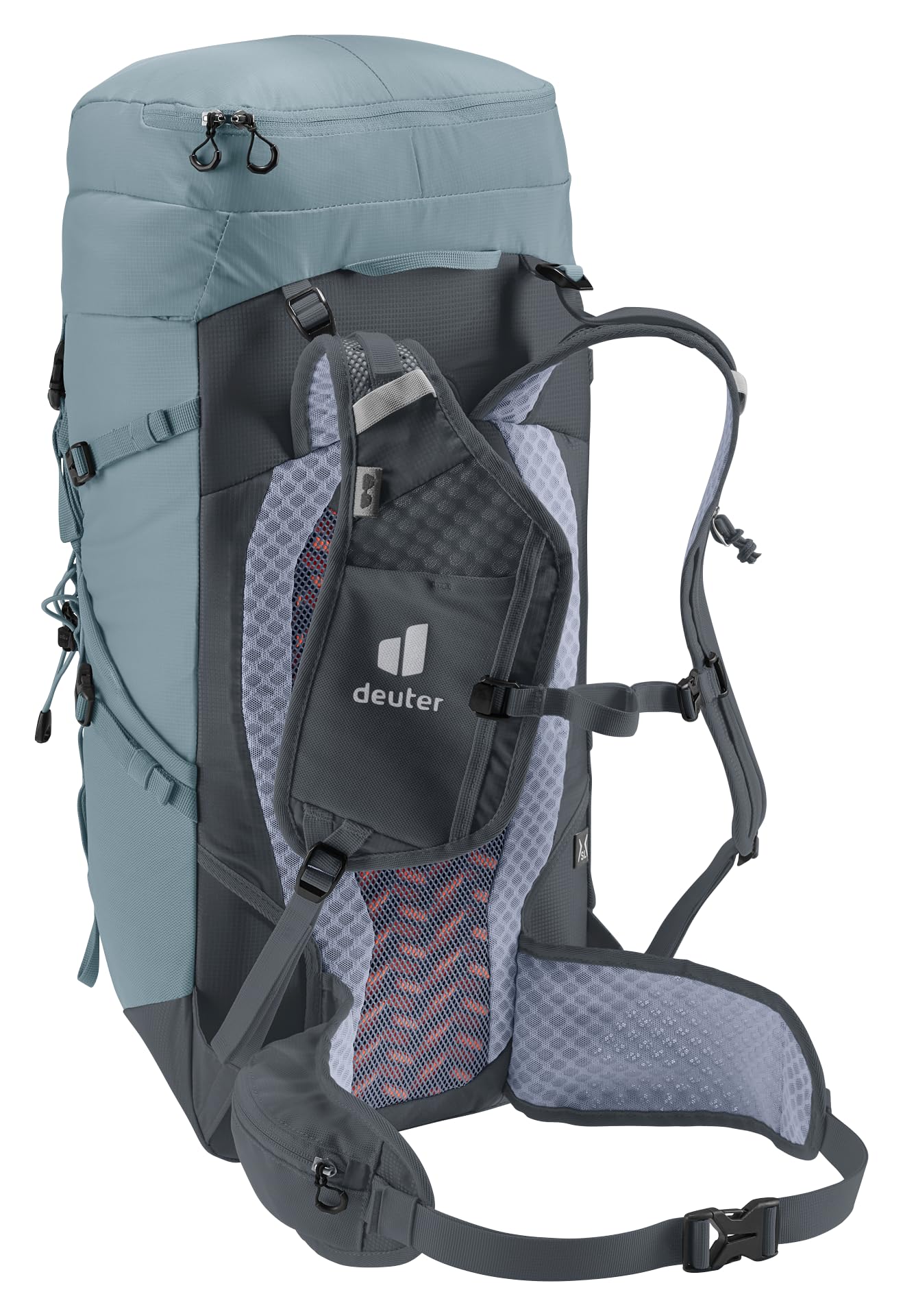 Deuter Speed Lite 28L SL top zip pocket secures valuables during activity.