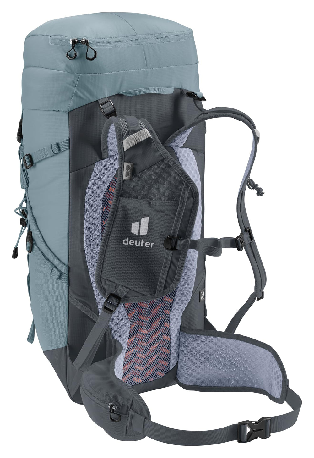 Deuter Speed Lite 28L SL top zip pocket secures valuables during activity.