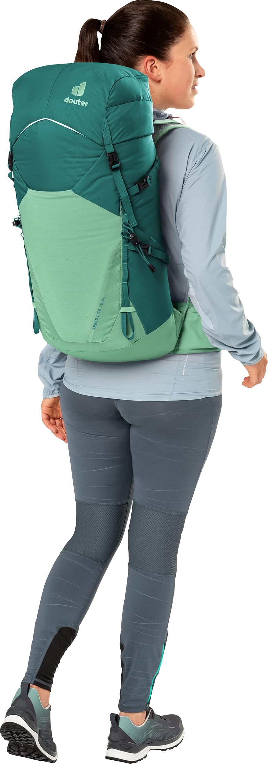 Deuter Speed Lite 28L SL Women’s hydration compatibility supports 3-liter reservoir