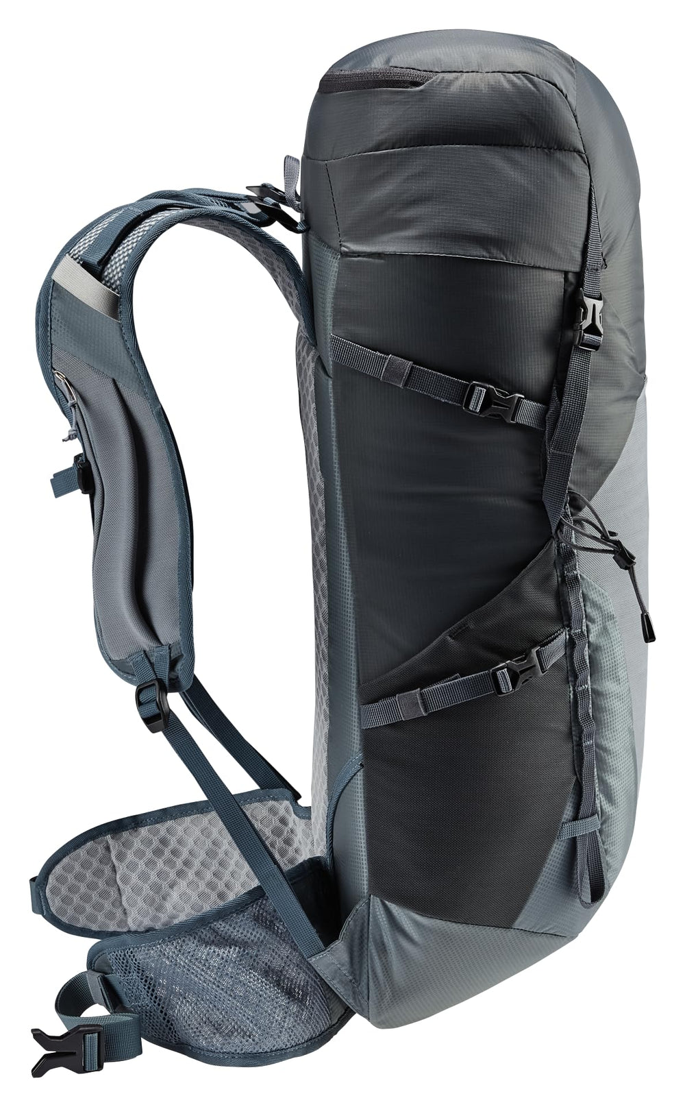 Deuter Speed Lite 30L shoulder pocket detail for quick access to essentials.