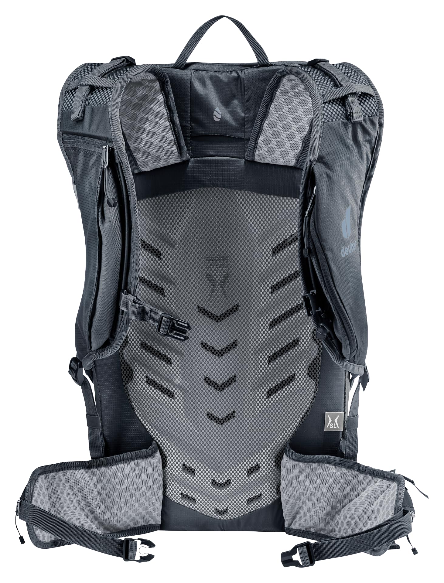 Deuter Speed Lite Pro 23L SL side profile shows ventilated back system
